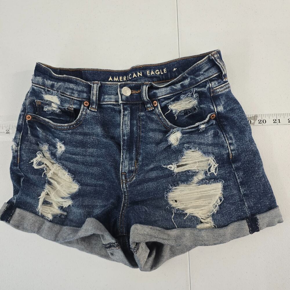 American Eagle‎ mom shorts stretch size 4 blue denim 6260